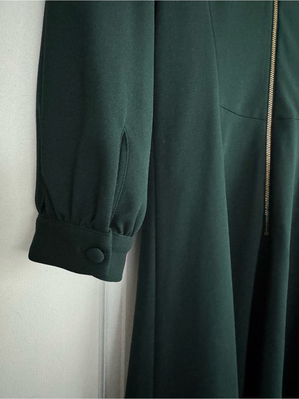 Classic Long Sleeve Forest Green Midi Dress - Picture 3 of 10
